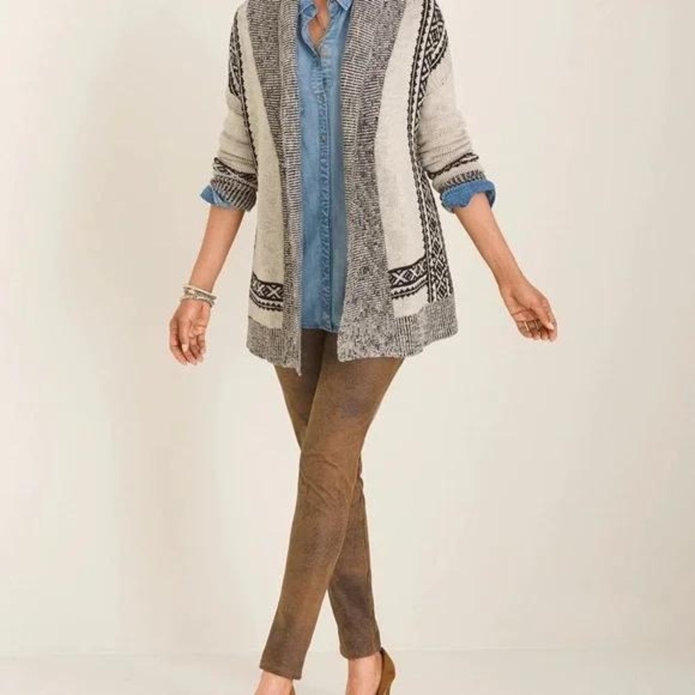 Brown Faux Suede Pants Stretch Chico's Size 10